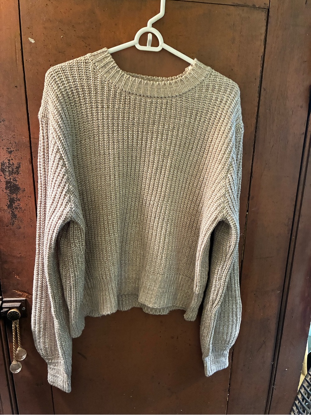 Zenana Outfitters Cream Crewneck Ribbed Knit Sweater
